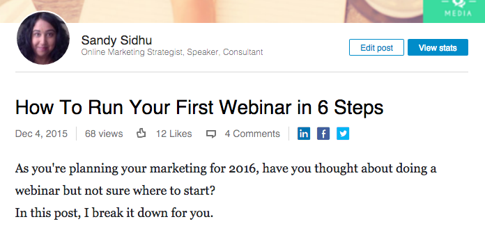 promote your webinar on linkedin