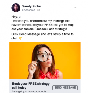 Facebook retargeting ad example